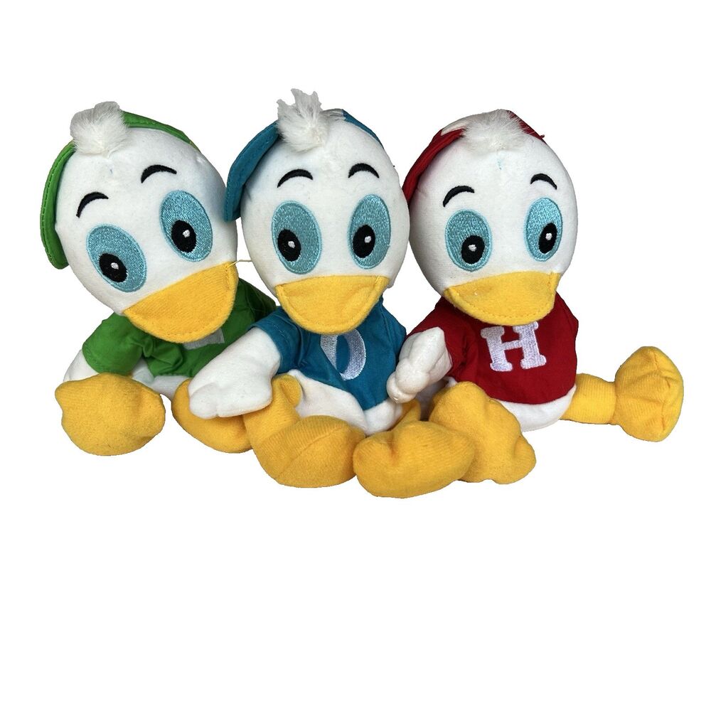 Disney Store Huey Dewey Louie Duck Plush Beanbag Set of 3 VTG 90s Donald Nephews